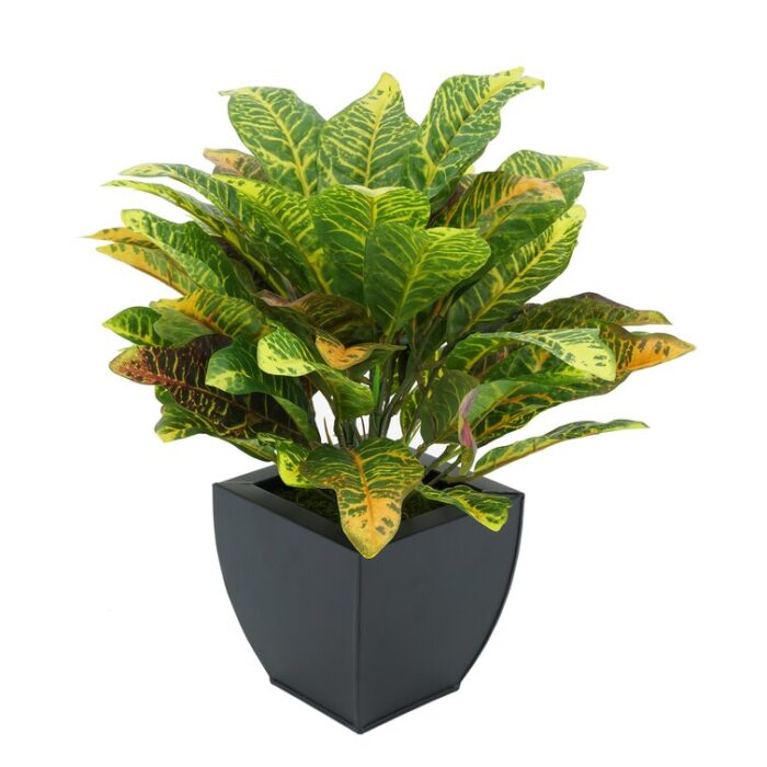 18” Faux Foliage Plant in Metal Pot - Chic Decora