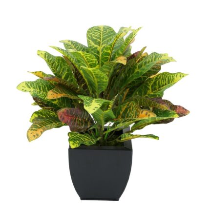 18” Faux Foliage Plant in Metal Pot - Chic Decora