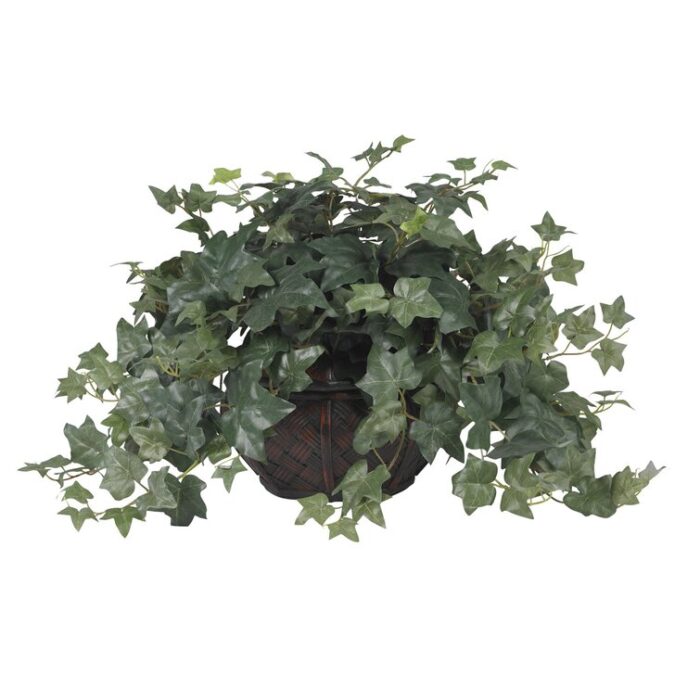 18” Faux Ivy Plant in Wood Planter - Chic Decora