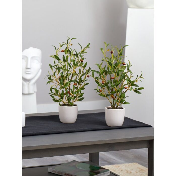 18” Faux Olive Tree Plant in Ceramic Pot - Chic Decora