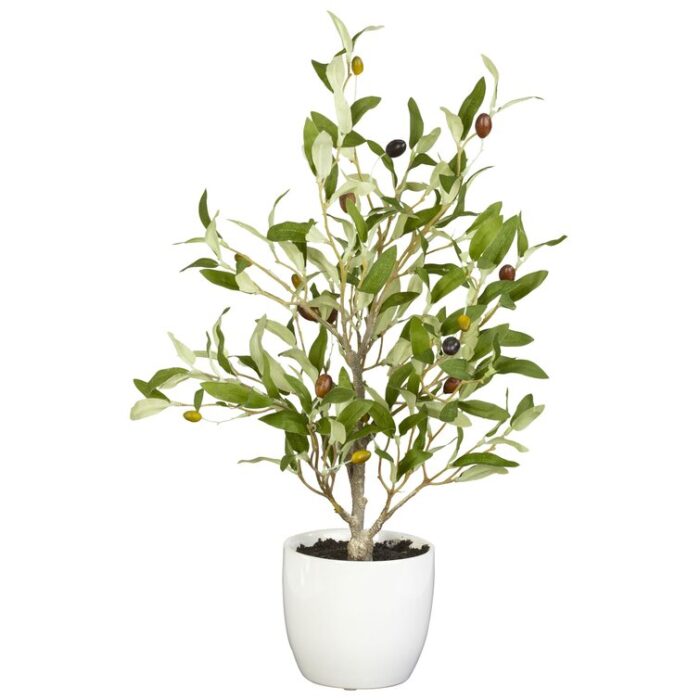 18” Faux Olive Tree Plant in Ceramic Pot - Chic Decora