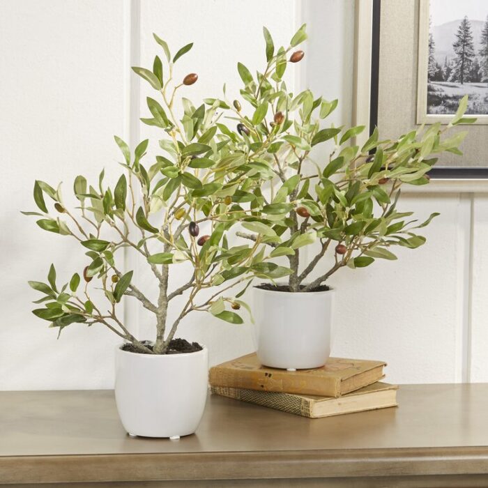 18” Faux Olive Tree Plant in Ceramic Pot - Chic Decora