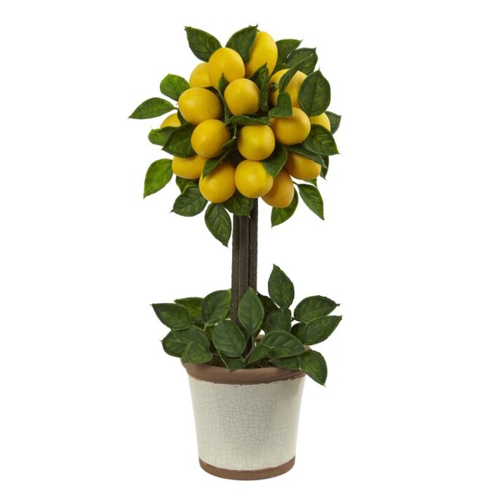 18” Faux Topiary in Ceramic Planter - Chic Decora