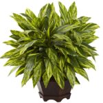 19.5” Faux Foliage Plant in Wood Planter - Chic Decora