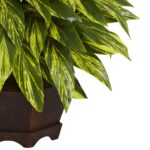 19.5” Faux Foliage Plant in Wood Planter - Chic Decora