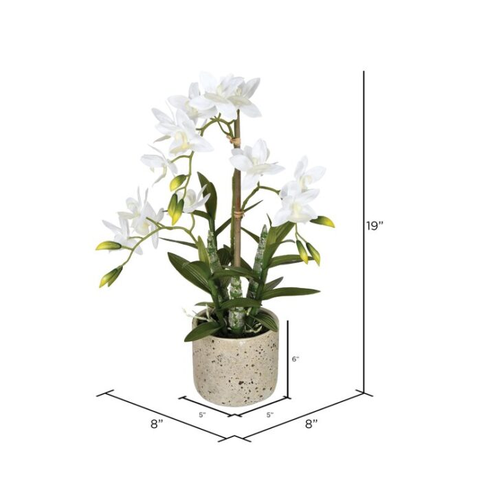 19″ Artificial Deluxe Potted Cycnoches Orchid - Chic Decora