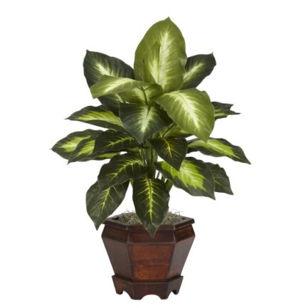 20.5” Faux Foliage Plant in Wood Pot - Chic Decora