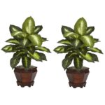 20.5” Faux Foliage Plant in Wood Pot - Chic Decora