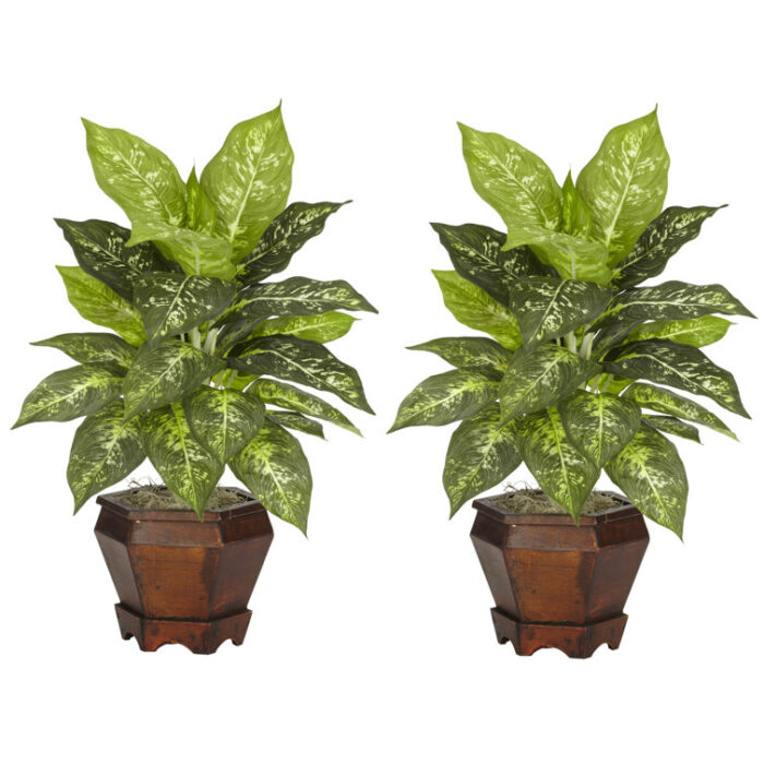 20.5” Faux Foliage Plant in Wood Pot - Chic Decora