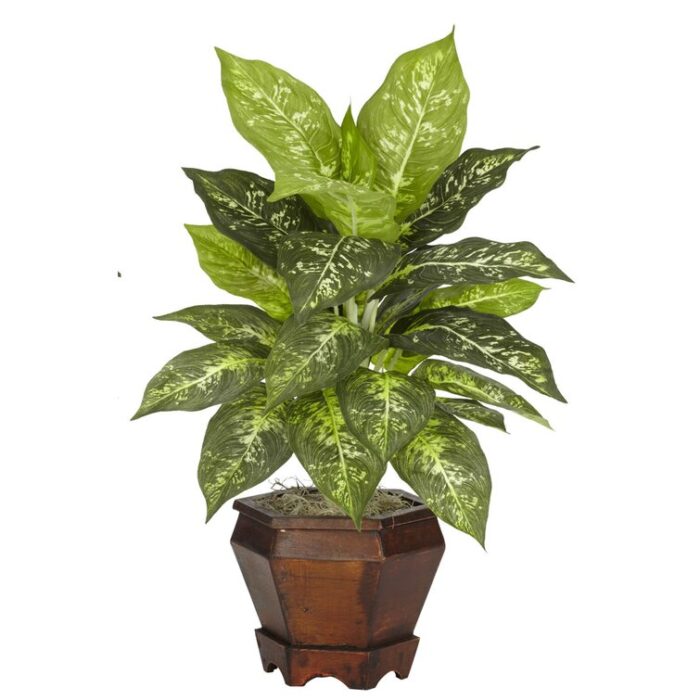 20.5” Faux Foliage Plant in Wood Pot - Chic Decora