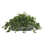 15” Faux Ivy Plant in Wood Basket - Chic Decora