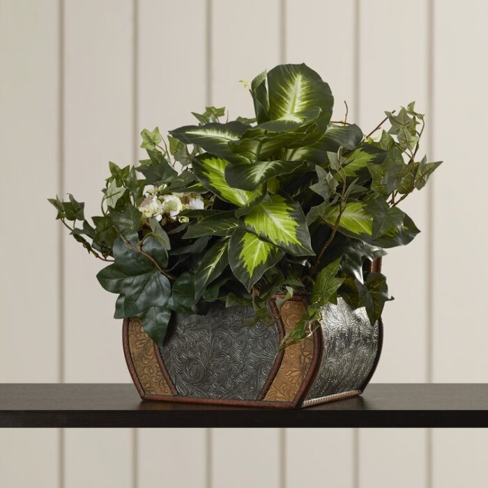 20” Faux Ivy Plant in Wood Pot - Chic Decora