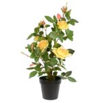 21″ Artificial Yellow Rose Plant in Pot - Chic Decora