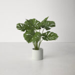 21” Faux Evergreen Plant in Cement Pot - Chic Decora