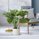 21” Faux Evergreen Plant in Cement Pot - Chic Decora