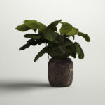 22” Faux Fiddle Leaf Fig Plant in Cement Planter - Chic Decora