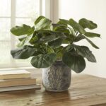 22” Faux Fiddle Leaf Fig Plant in Cement Planter - Chic Decora