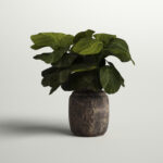 22” Faux Fiddle Leaf Fig Plant in Cement Planter - Chic Decora