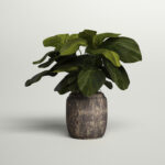 22” Faux Fiddle Leaf Fig Plant in Cement Planter - Chic Decora