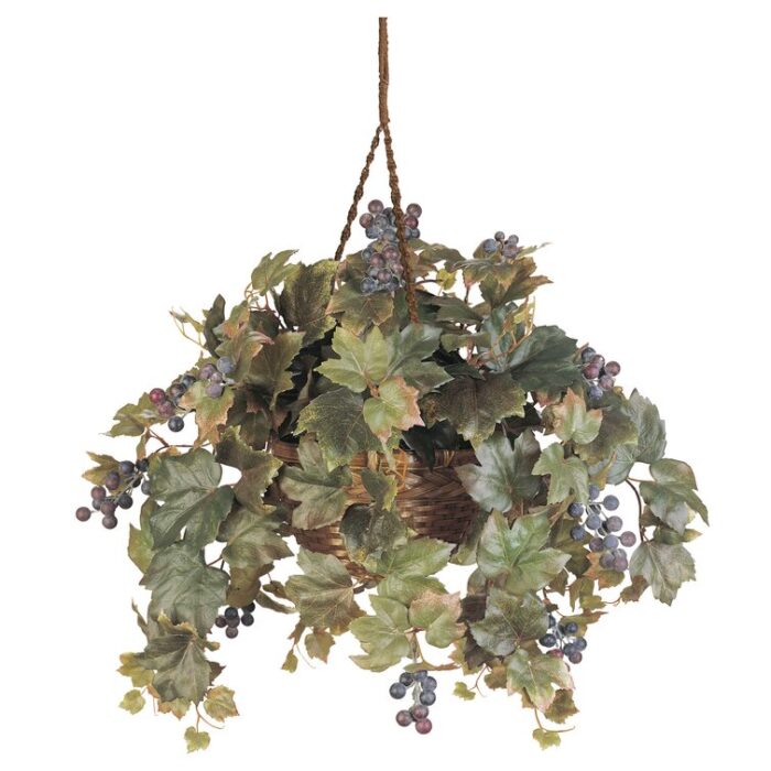 22” Faux Grapevine Plant in Wood Basket - Chic Decora