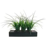 22” Faux Onion Grass Plant in Wood Planter - Chic Decora