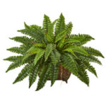 13” Faux Fern Plant in Wood Basket - Chic Decora