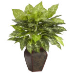 23” Faux Foliage Plant in Wood Decorative Vase - Chic Decora