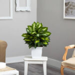 19.5” Faux Foliage Plant in Wood Planter - Chic Decora