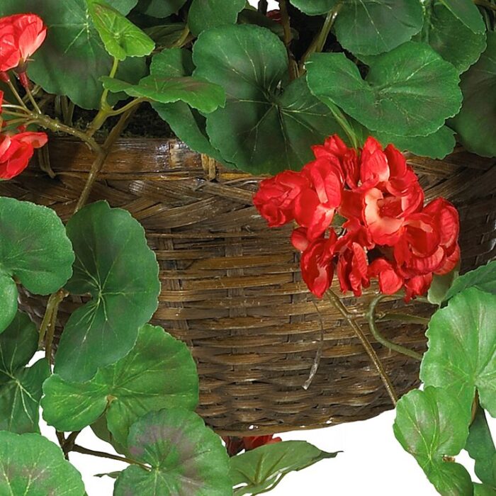 24” Faux Flowering Plant in Wood Basket - Chic Decora