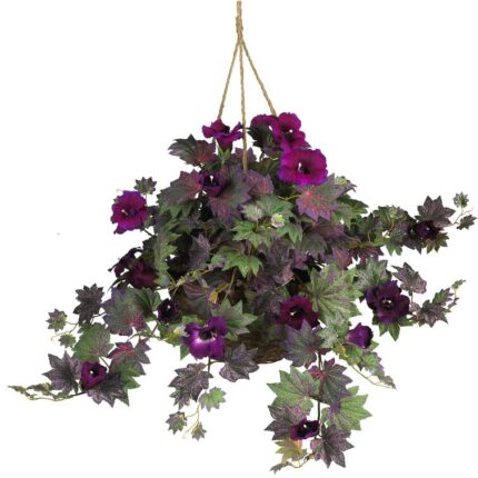 24” Faux Flowering Plant in Wood Basket - Chic Decora