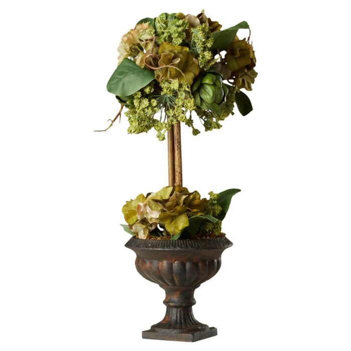 24” Faux Flowering Topiary in Urn - Chic Decora