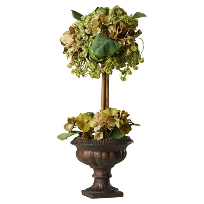 24” Faux Flowering Topiary in Urn - Chic Decora