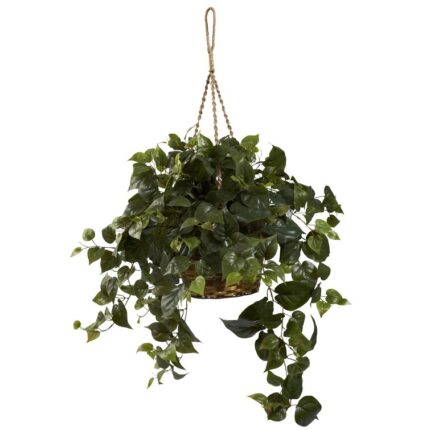 24” Faux Foliage Plant in Wood Basket - Chic Decora