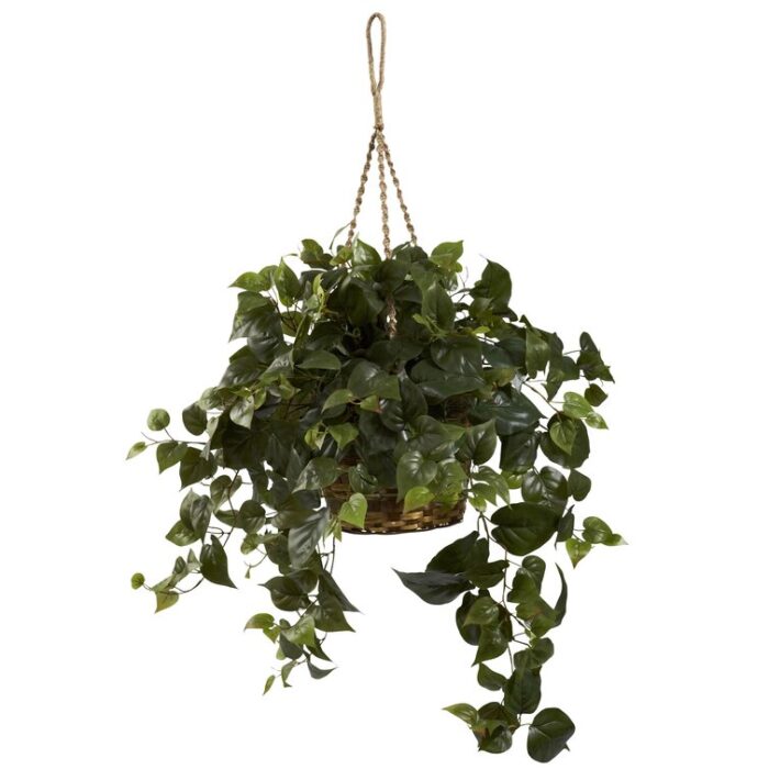 24” Faux Foliage Plant in Wood Basket - Chic Decora