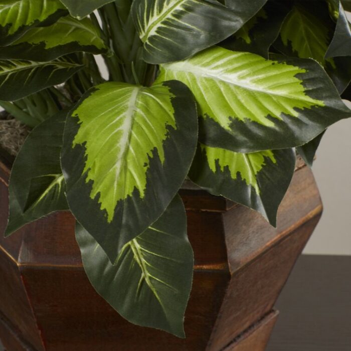 24” Faux Foliage Plant in Wood Planter - Chic Decora