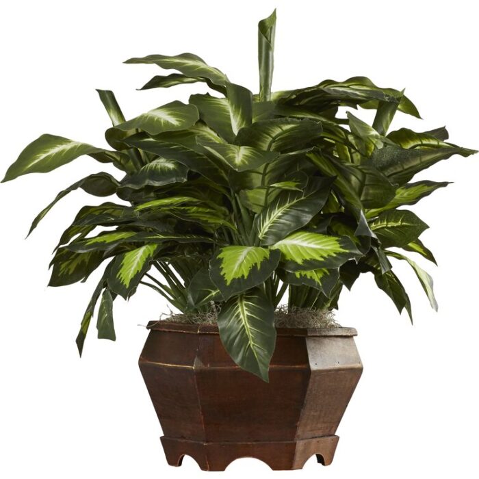 24” Faux Foliage Plant in Wood Planter - Chic Decora