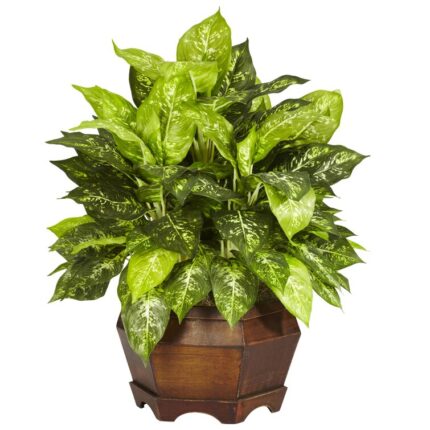 24” Faux Foliage Plant in Wood Planter - Chic Decora