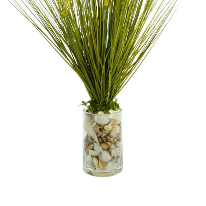 24” Faux Grass in Glass Vase - Chic Decora