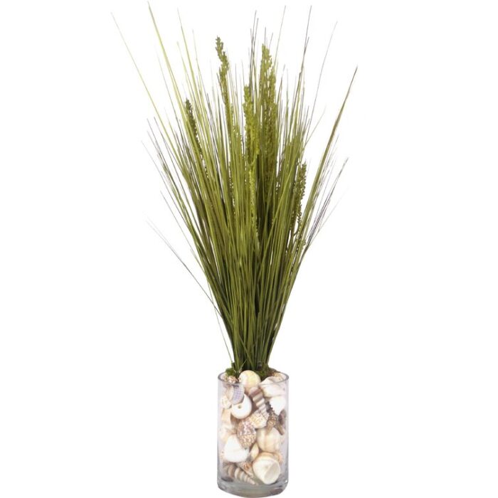 24” Faux Grass in Glass Vase - Chic Decora