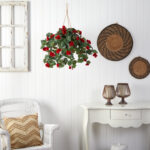 24” Faux Ivy Plant in Wood Basket - Chic Decora