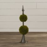 26.5” Faux Boxwood Topiary in Metal Freestanding - Chic Decora