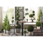 26.5” Faux Boxwood Topiary in Metal Freestanding - Chic Decora