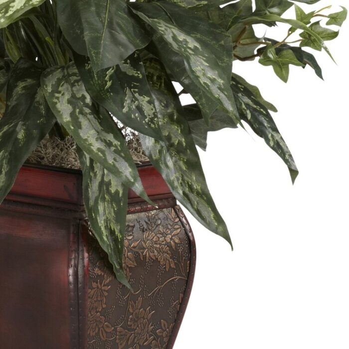 26” Faux Foliage Plant in Wood Decorative Vase - Chic Decora