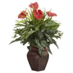 26” Faux Foliage Plant in Wood Decorative Vase - Chic Decora