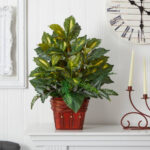 26” Faux Foliage Plant in Wood Decorative Vase - Chic Decora