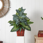 26” Faux Foliage Plant in Wood Decorative Vase - Chic Decora