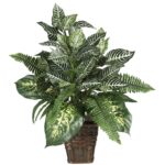 26” Faux Foliage Plant in Wood Decorative Vase - Chic Decora