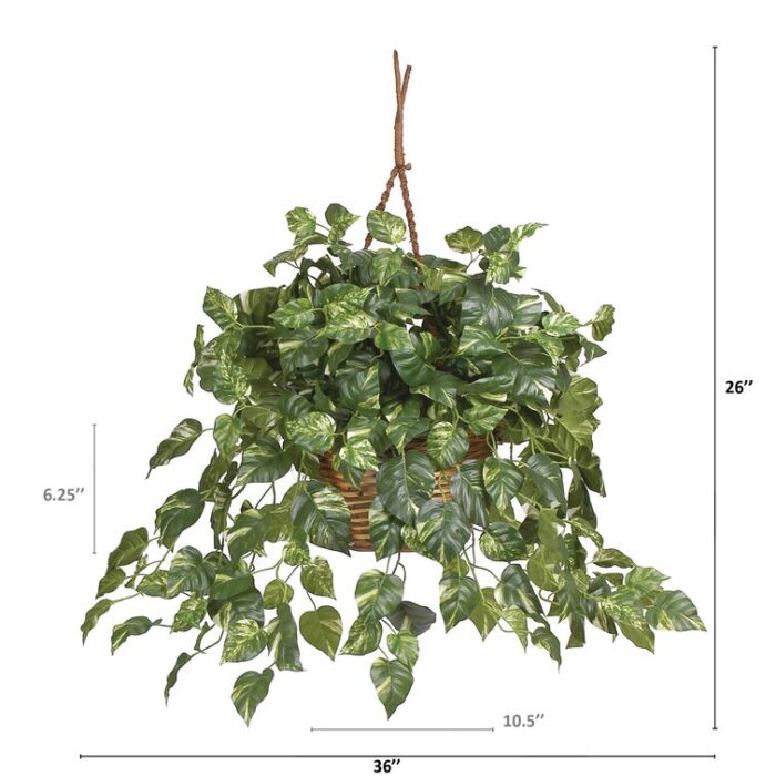 26” Faux Ivy Plant in Wood Basket - Chic Decora