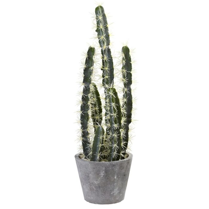 27.5” Faux Cactus Plant in Stone Planter - Chic Decora