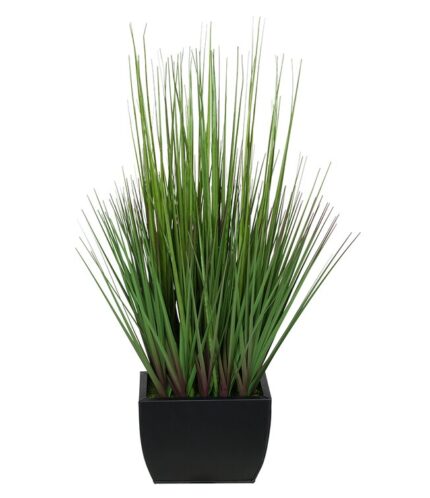 27” Faux Foliage Grass in Metal Vase - Chic Decora